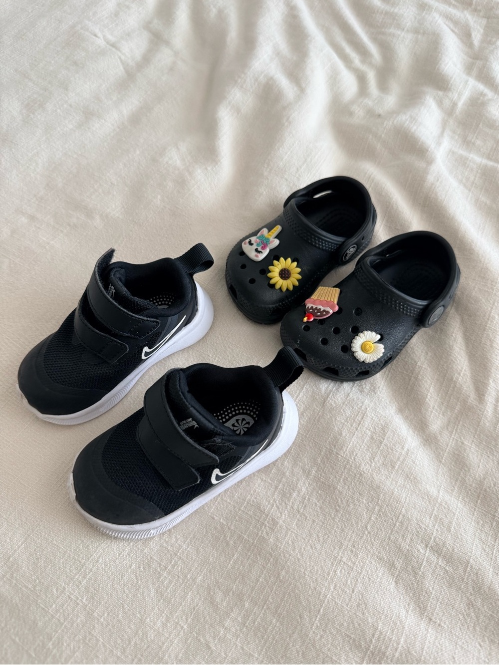 Nike and crocs black shoe set